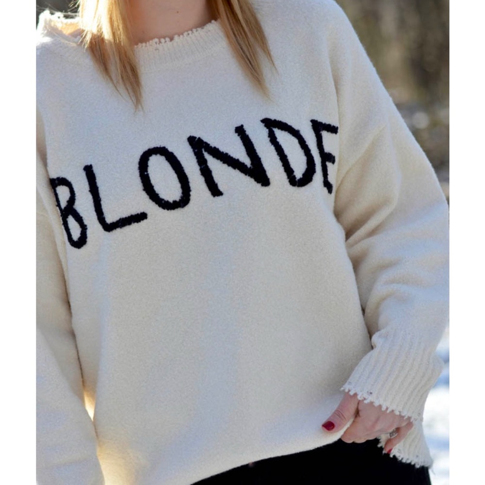 Zara Knit | S | Off-White & Black BLONDE Sweater, Oversized and Distressed